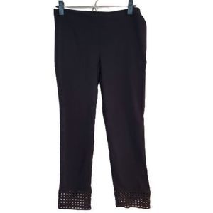 Soft Surroundings Black Pants Cropped Straight Leg Laser Cut Hem